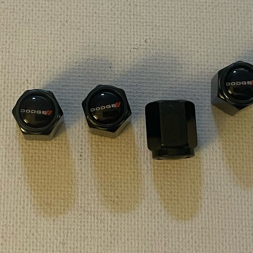 Dodge Logo Valve Stem Caps in Black Set of 4 NWT